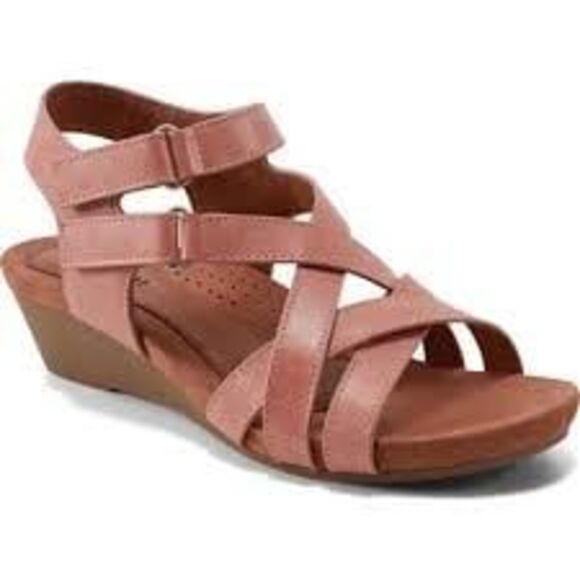 Cobb Hill by New Balance Shoes - NEW Cobb Hill Helin Dusty Rose Strappy Leather Wedge Sandal, Size 8